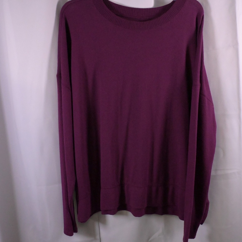 Lucky Brand Women's Purple Crew Neck Sweater XXL Stretch Pullover